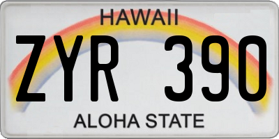 HI license plate ZYR390