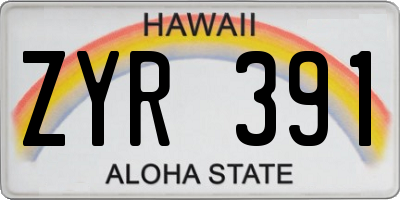 HI license plate ZYR391