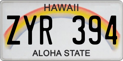 HI license plate ZYR394