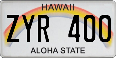 HI license plate ZYR400