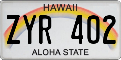 HI license plate ZYR402