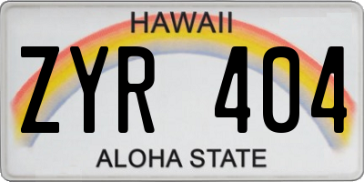 HI license plate ZYR404