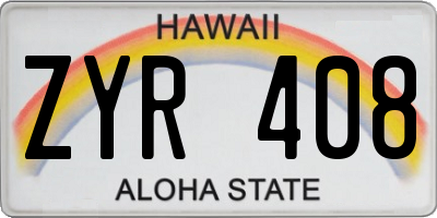 HI license plate ZYR408