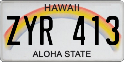 HI license plate ZYR413