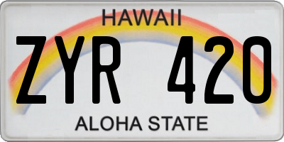 HI license plate ZYR420