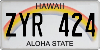 HI license plate ZYR424