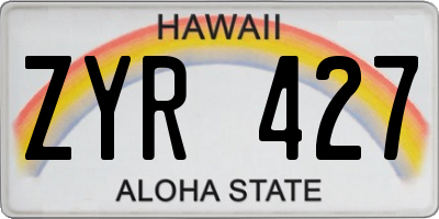HI license plate ZYR427
