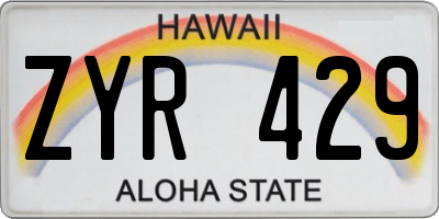 HI license plate ZYR429