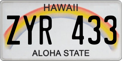 HI license plate ZYR433