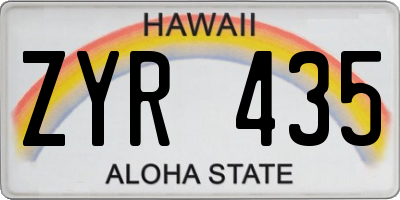 HI license plate ZYR435