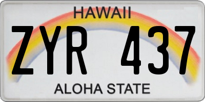 HI license plate ZYR437