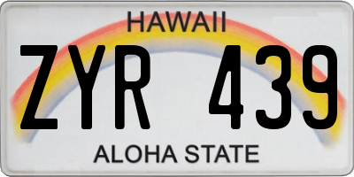 HI license plate ZYR439