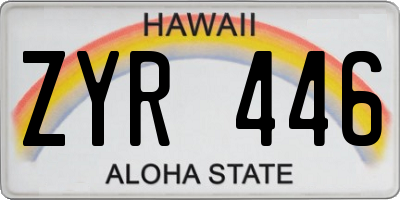 HI license plate ZYR446