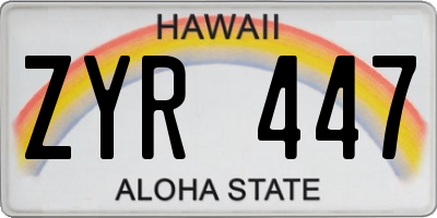 HI license plate ZYR447