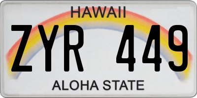 HI license plate ZYR449
