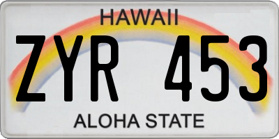 HI license plate ZYR453