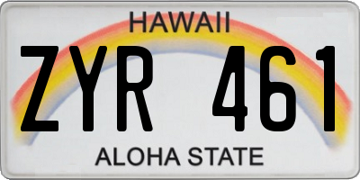 HI license plate ZYR461