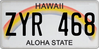 HI license plate ZYR468