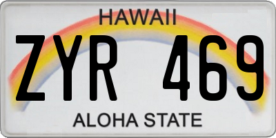 HI license plate ZYR469