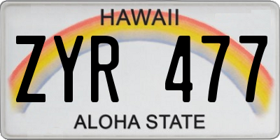 HI license plate ZYR477