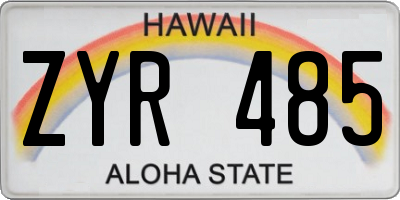 HI license plate ZYR485