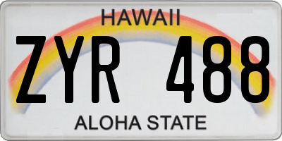 HI license plate ZYR488