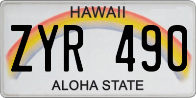 HI license plate ZYR490
