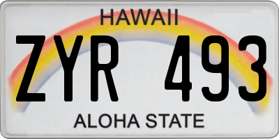 HI license plate ZYR493