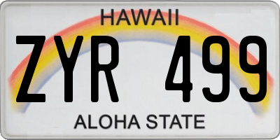 HI license plate ZYR499