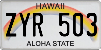 HI license plate ZYR503