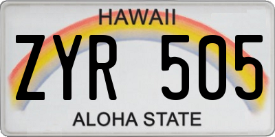 HI license plate ZYR505