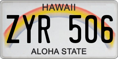 HI license plate ZYR506