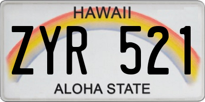 HI license plate ZYR521