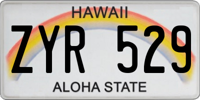 HI license plate ZYR529