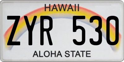 HI license plate ZYR530