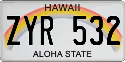 HI license plate ZYR532