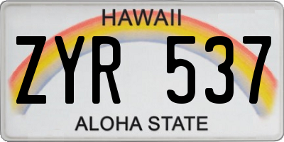 HI license plate ZYR537