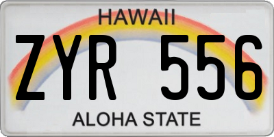 HI license plate ZYR556
