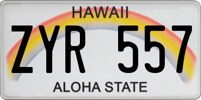 HI license plate ZYR557