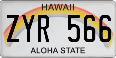 HI license plate ZYR566
