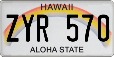 HI license plate ZYR570