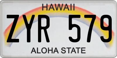 HI license plate ZYR579