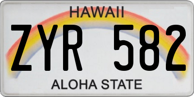 HI license plate ZYR582