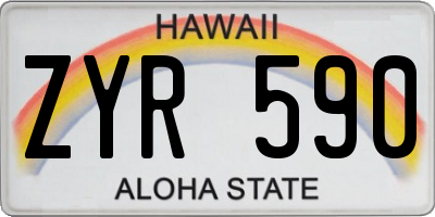 HI license plate ZYR590