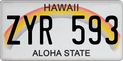 HI license plate ZYR593