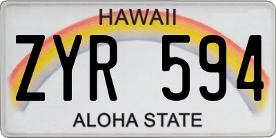HI license plate ZYR594