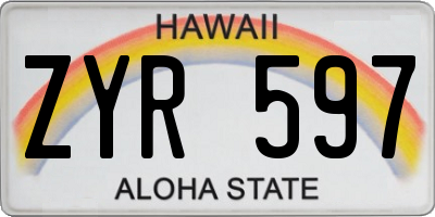 HI license plate ZYR597