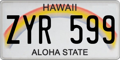 HI license plate ZYR599