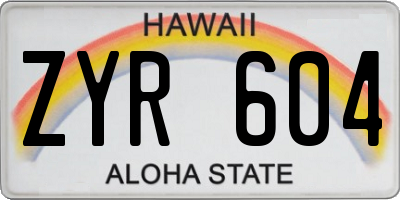 HI license plate ZYR604
