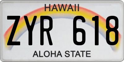 HI license plate ZYR618